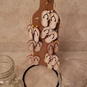 New set of 8 Wooden Flip flop beverage markers